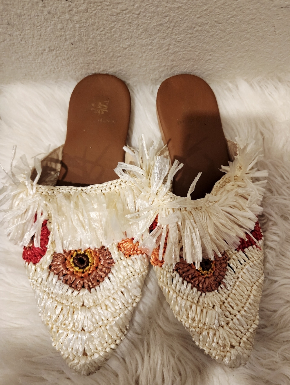 DE SIENA MOUNA FLATS BY ANTHROPOLOGIE FLORAL RAFIA Size 40 EU 9.5 US - Picture 10 of 14